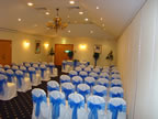 Ivory Chair Cover Blue Organza Sash